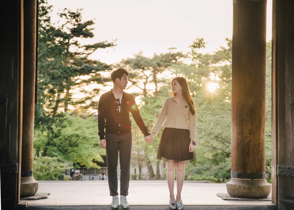 일본여행과 셀프웨딩스냅 — 모범적인 커플룩 데이트스냅 사진 16